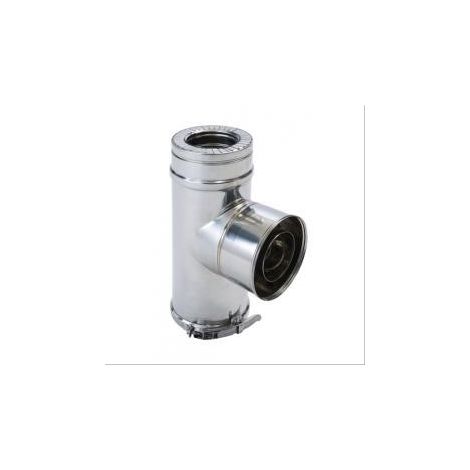 Té équerre isolé double paroi inox Duoten + bride Ø80/130mm