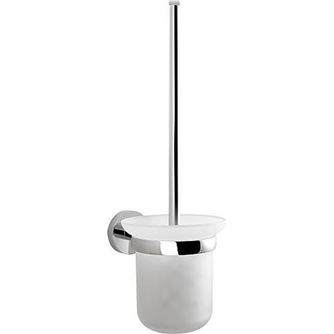 Kit de brosse WC Eight avec support mural et verre rond dépoli laiton chromé