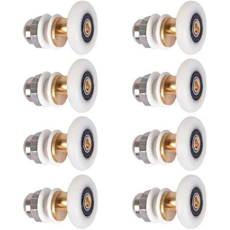 Porte de Douche - Rouleau Roulette Roue pour Porte de Douche Roulettes Coulissantes Porte Roue de Remplacement pour Rouleau 8 pièces 25mm (1/5)