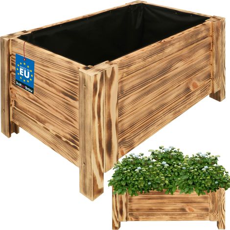 KOTARBAU® Jardinière Extérieur - Bois de Pin Imprégné - 60 x 39 x 30 cm - Rustique - jardiniere sur pieds - Bac à Fleurs Rectangulaire - Grande Capacité - avec Toile Anti-Mauvaises Herbes (1/5)