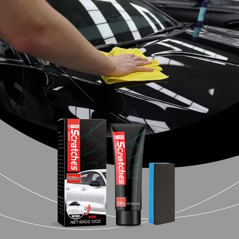 Car scratch repair wax, paint surface cleaning, stain removal, scratch polishing, restoration, brightening, care and maintenance -- 60ml + sponge box packaging (1/5)