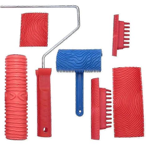 Ensemble de 6 outils à effet bois pour peinture - Rouleau texturé bois de 18 cm pour murs et décoration intérieure (1/5)