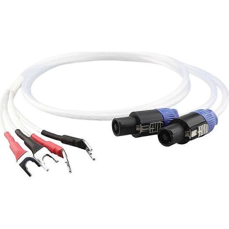1 paire de câbles audio ohmiques OCC plaqués argent avec verrouillage par rotation NL4FC pour amplificateur, connecteur Speakon vers fourche en Y pour REL / MJ (1/5)