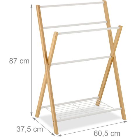 Toallero decorativo práctico baño 4 barras y estante espacioso de bambú natural 130016546 (1/3)