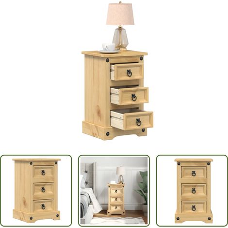 Bois de pin massif - Table de chevet Corona 35x32,5x58 cm bois de pin massif (1/5)