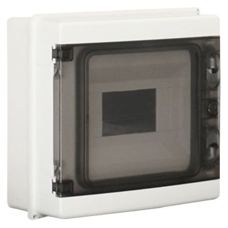 ETTROIT Centralino stagno da parete 8 moduli IP65 grigio RAL 7035 con portello trasparente fumè - DB120908