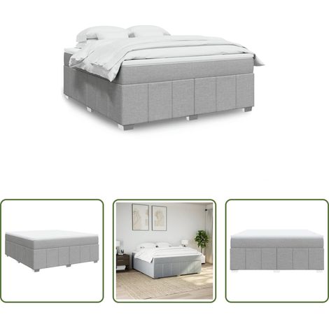 vidaXL Surmatelas -  Sommier à lattes de lit avec matelas Gris clair 180x200cm Tissu (1/5)