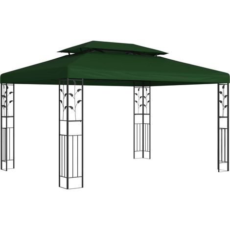 Gazebo 3.97 x 2.96 x 2.68 m Green Polyester and Steel vidaXL