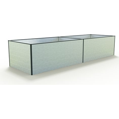GFP Hochbeet Kräuter-Gemüse-Beet KINGSIZE DANIELA Aluminium - 387 x 119 x 77 cm - Alu natur - formstabil und witterungsbeständig mit Aluminium-Hohlkammerprofilen