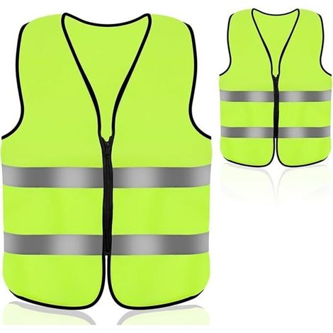 Gilet de sécurité jaune fluorescent pour voitures, idéal pour les interventions de secours nocturnes en bord de route, avec bandes réfléchissantes de haute qualité.