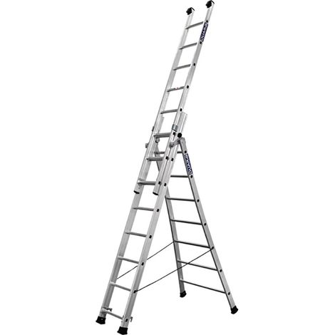 Echelle transformable 8+2x8 barreaux - Longueur déployée 6.15m - Sol plat ou escalier - 631309