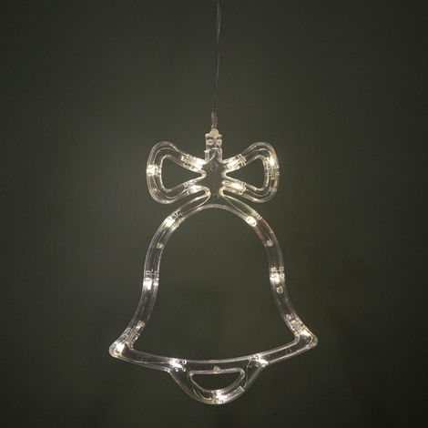 21cm Battery Operated Light up Christmas Bell Window Decoration with Warm White LEDs (1/5)