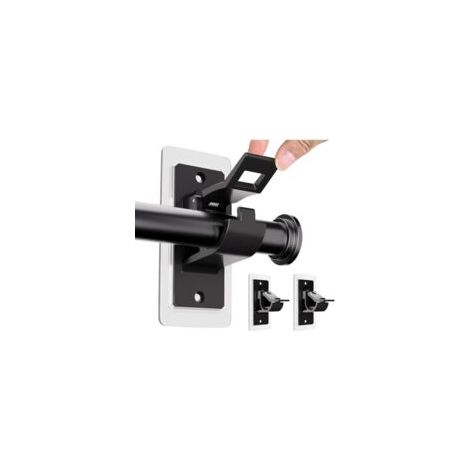 Lot de 2 Supports de Tringle à Rideau sans perçage, Supports de Tringle à Rideau Auto-adhésifs en Pet, Crochets de Tringle à Rideau sans Clous pour Salle de Bain et Salon, Noir