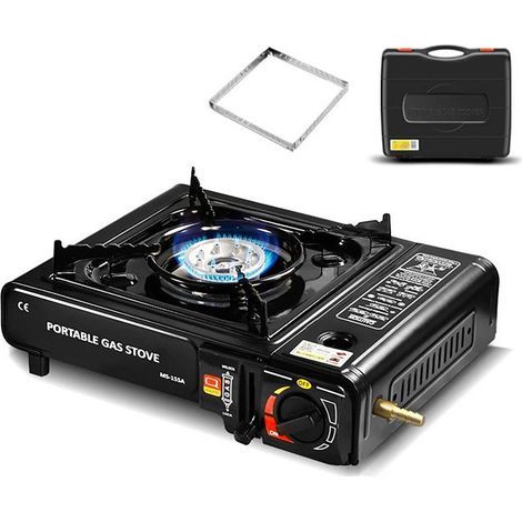 Réchaud à gaz portable pour camping avec étui de transport – Cuisinière compacte pour barbecue, pour la maison, le restaurant, l'intérieur et l'extérieur(Sans bouteille de gaz portable) (1/5)