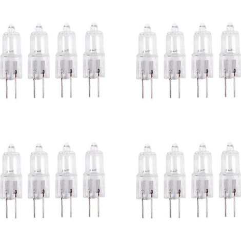 Bombilla halógena G4 de 2 pines, 12 V, 20 W, paquete de 16 unidades, luz blanca cálida.