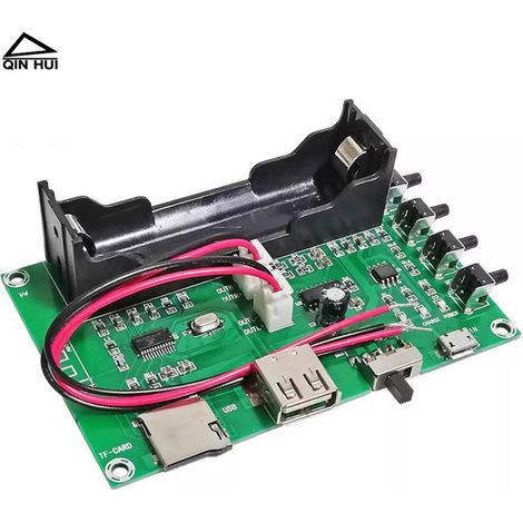 Carte d'amplificateur numérique Bluetooth 5.0 avec batterie lithium rechargeable PAM8403, double canal 2 x 5 W, commutateur pour clé USB et carte TF (1/4)