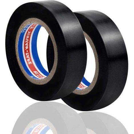 2 Rouleaux Ruban Adhésif Isolant, Ruban Électrique, Haute Température la Résistance PVC Tape, Ruban Adhésif Gaffer, 16mm × 6m (Noir)