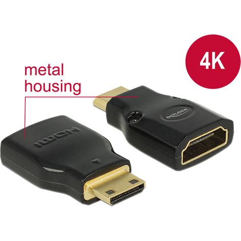 Adaptador mini hdmi-c Macho a HDMI hembra 4k carcasa metalica