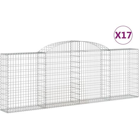 Paniers à gabions arqués 10 pcs  Mur en gabion 300x30x100/120 cm fer galvanisé