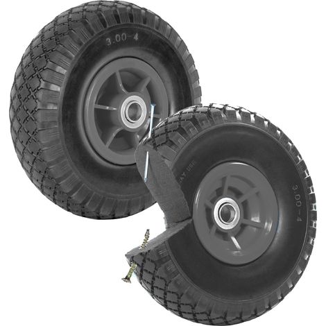 2x Sackkarrenrad Vollgummi 260x85 mm 3.00-4 60mm Nabenlänge Ersatzrad Nabenversatz grau (1/5)