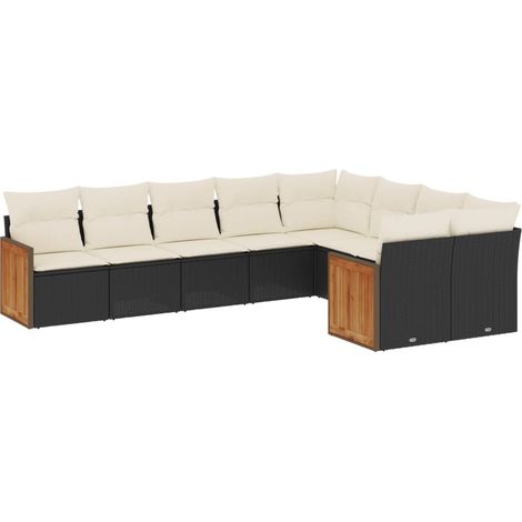 Maison Exclusive - Set Divani da Giardino 9 pz con Cuscini Nero in Polyrattan (1/5)
