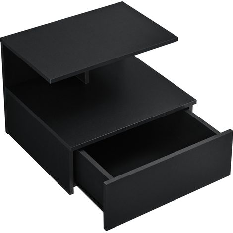 Comodini pensile con cassetto portaoggetti 40 cm nero 030000829