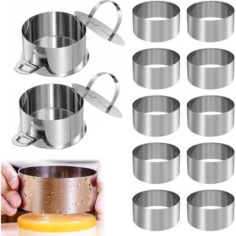 12 x Stainless Steel Perforated Pie Rings with 2 Lids and 2 Bases, Round Tart Mould 8 cm for Mousses, Desserts and Cakes (1/5)