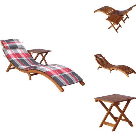 Sonnenliege mit Tisch und Auflage Massivholz Akazie - Holz-Sonnenliege - Gartenliege - Akzient Möbel - Lounge Möbel - Sonnenschirm (1/5)