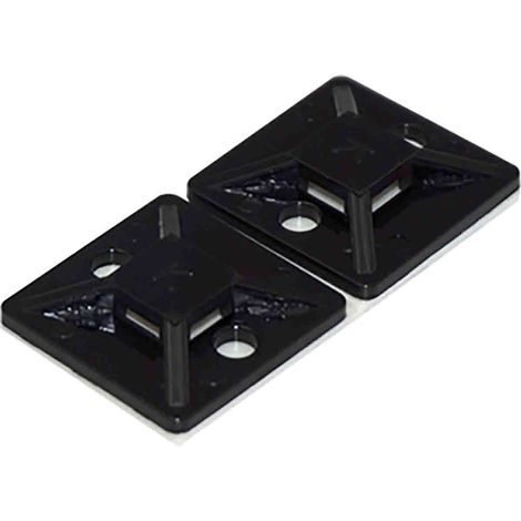 Embase pour serre-câbles autoadhésive noire 19.5mm x 19,5 mm, Ø fixation 3.9mm ( Prix pour Sachet de 10 )