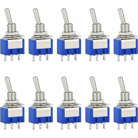 10 interruptores de palanca mini de 3 pines y 2 posiciones, CA 125 V, 6 A, encendido/encendido, para Arduino, coche, camión, barco, vehículo. (1/5)