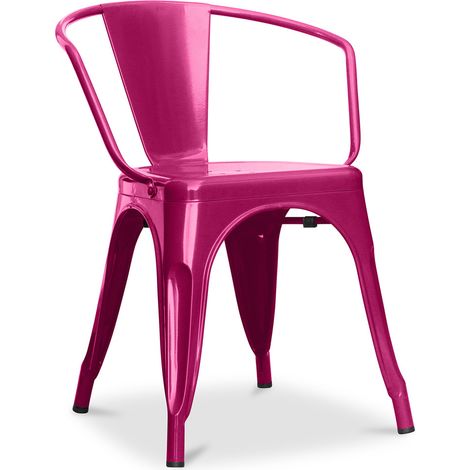 Esszimmerstuhl mit Armlehnen - Industriedesign - Stahl - Neuauflage - Stylix Fuchsia