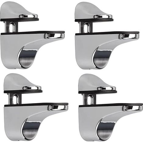 Support D'étagère en Verre Réglable, 4 Pcs Support D'étagère en Verre, Pince en Verre à Fixation Murale, Support pour Étagères en Verre, pour Tablette Verre (1/5)