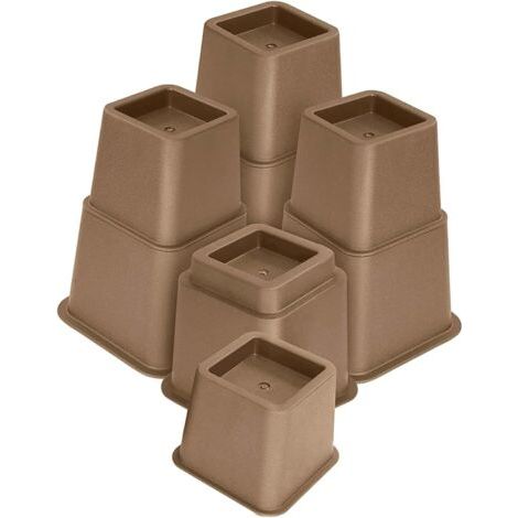 Étagères d'appoint réglables 8 pièces (4 hautes, 4 courtes) - Étagères d'appoint peu encombrantes pour lits, tables et canapés (marron) (1/5)