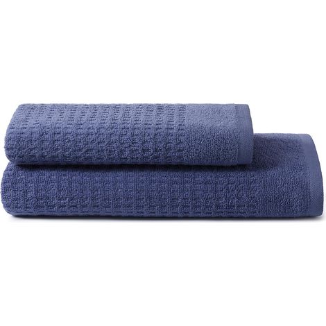 SWEET HOME - Set di Asciugamani 1+1 composto da Ospite 40x50cm + Viso 50x100cm, in Puro Cotone Zero Twist, certificato OEKO-TEX- Blue Marlin