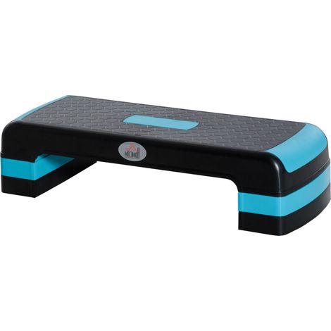 HOMCOM Step Fitness per Aerobica Regolabile su 3 Altezze in Plastica Nero e Blu