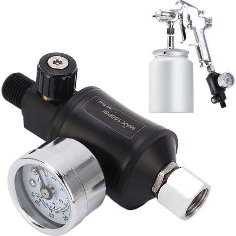 Valve de régulation de pression avec manomètre, pistolet de pulvérisation pneumatique, régulateur de pression, séparateur huile-eau, valve de régulation du pistolet de pulvérisation, filtre, entrée et (1/5)