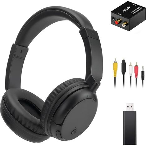 Casque sans fil pour TV, Casque Supra-Auriculaire Bluetooth 5.3 avec Fonction Radio RM, Casque TV Sans Fil Léger pour Personnes âGées, 30 Heures de Lecture, port Confortable Sans délai Audio, Noir (1/5)