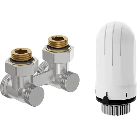 Mexen G03 Thermostat-Set, Zweirohr DN50, Winkel 1/2"x3/4", Nickel - W911-012-938-01 (1/2)