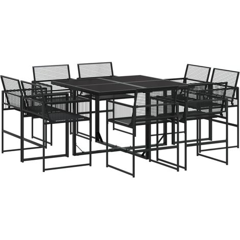 Ensemble à manger de jardin 9 pcs Mobilier de jardin Noir Résine tressée (1/5)