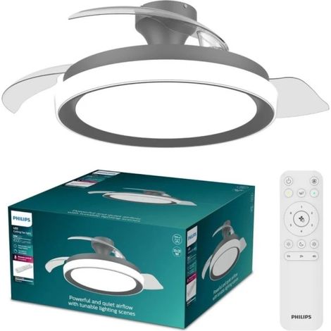 Ventilador de techo con aspas retráctiles, led 3 ctt, dc 28 w + 35 w, modelo bliss, negro, ø106 cm