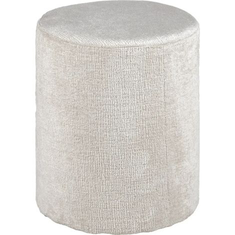 Pouf / Repose pieds rond en tissu côtelé écru D. 33 cm - ELLIE (1/4)
