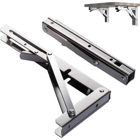 Soportes de estante de aluminio sólido y resistente, soporte de estante triangular plegable, montaje en pared para cocina, utilizado en cocinas, dormitorios, oficinas, fácil instalación y ahorro de es