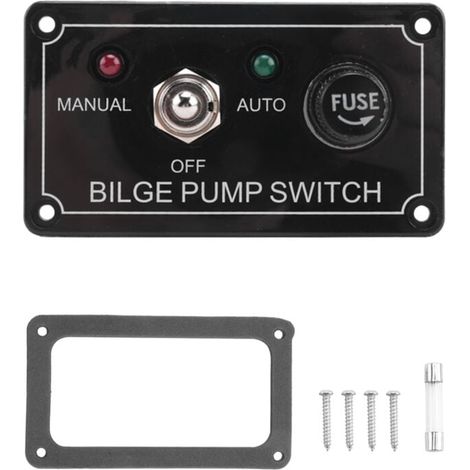 Panneau de Commutateur Pompe Cale Marine à Fusible DC 12 V avec Voyant LED Interrupteur Bascule Manuel/ArrêT/Automatique 3 Voies (1/4)