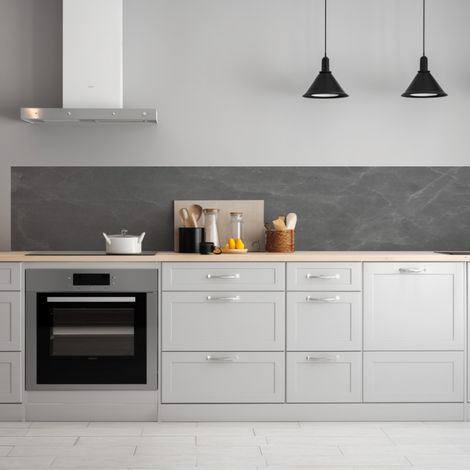 Lupia Pannello Paraschizzi Schienale Cucina con decorazione stampata, MARMO DARK GREY, in Alluminio composito, Facile da applicare, Lavabile Ignifugo Resistente all'Acqua 300xH62,5 cm (1/4)