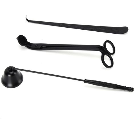 Ensemble de 3 Accessoires pour Bougies : Coupe-Mèche, Éteignoir et Plongeur - Idée Cadeau Fournitures Bougies Noir (1/5)
