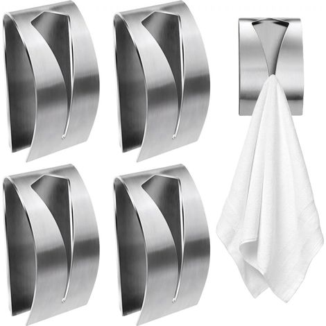 Portasciugamani in acciaio inox - Autoadesivi - Ganci da parete - Ganci - Ganci per appendere - Non sono necessarie viti - Portasciugamani da bagno (1/5)
