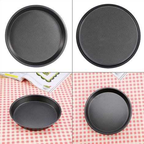 Moule à pizza rond en acier au carbone 23 cm, antiadhésif, plat de cuisson pour four micro-ondes, plaque à tarte, ustensile de pâtisserie (1/3)