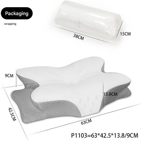 Oreiller cervical et épaules, oreiller profilé en mousse à mémoire de forme, oreiller ergonomique pour appui-tête, convient aux personnes dormant sur le côté, sur le dos ou sur le ventre, avec taie d' (1/5)