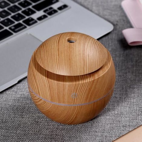 Humidificateur - - Mini humidificateur d'air - Grain de bois clair - 200 mL - USB ultrasonique (1/4)