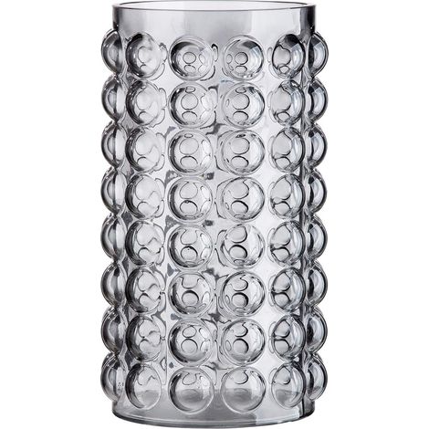 Vase décoratif en Verre - Vase à Fleurs - Photophore - avec Picots Ronds - Décoration Moderne - Cadeau d'anniversaire - Couleur : Gris - Hauteur : 28 cm (1/2)
